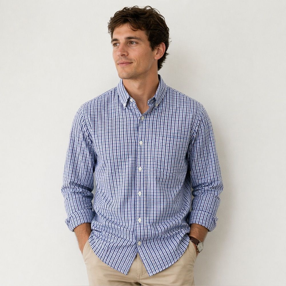 J.Crew Slim Fit Button Down Shirt Blue Purple Check XL